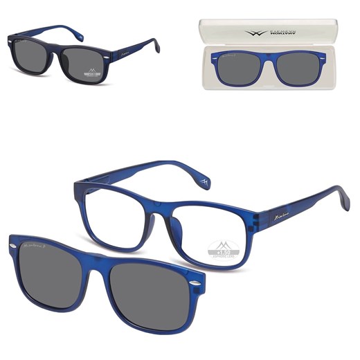 2w1 - Plusy +2.50 OKULARY DO CZYTANIA + NAKŁADKA PRZECIWSŁONECZNA z Polaryzacją CLIP-MRC-1B Niebieskie - id: 425 - marki Montana - 185963434 2w1 - Plusy +2.50 OKULARY DO CZYTANIA + NAKŁADKA PRZECIWSŁONECZNA z Polaryzacją CLIP-MRC-1B Niebieskie ze sklepu Stylion w kategorii Okulary przeciwsłoneczne damskie - zdjęcie 185963434