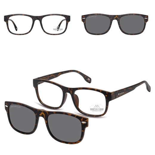 2w1 - Plusy +3.50 OKULARY DO CZYTANIA + NAKŁADKA PRZECIWSŁONECZNA z Polaryzacją CLIP-MRC-1A Panterkowe ze sklepu Stylion w kategorii Okulary korekcyjne damskie - zdjęcie 185963461