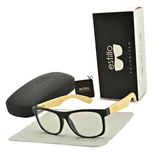 Drewniane okulary NERD z filtrem BLUE LIGHT korekcyjne do komputera EST-113K-1M ze sklepu Stylion w kategorii Okulary zerówki męskie - zdjęcie 185963462