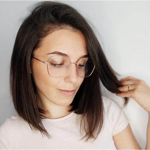 Okulary Sześciokątne zerówki oprawki optyczne 911D różowe złoto ze sklepu Stylion w kategorii Okulary korekcyjne damskie - zdjęcie 185963540