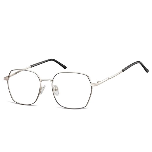 Okulary zerówki oprawki optyczne 913E srebro-czarne ze sklepu Stylion w kategorii Okulary korekcyjne damskie - zdjęcie 185963544