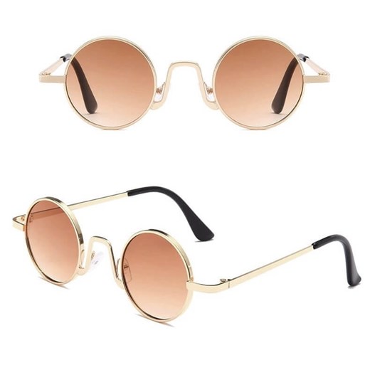 Okulary przeciwsłoneczne stalowe Okrągłe Lenonki UV400 SKK-01G ze sklepu Stylion w kategorii Okulary przeciwsłoneczne damskie - zdjęcie 185963613