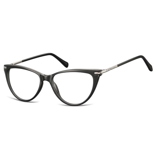 Okulary zerówki korekcyjne Kocie Oczy damskie AC1A czarno-srebrne ze sklepu Stylion w kategorii Okulary korekcyjne damskie - zdjęcie 185964101
