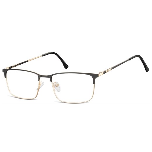 Okulary zerówki korekcyjne Nerd Prostokątne 907 złoto-czarne ze sklepu Stylion w kategorii Okulary korekcyjne męskie - zdjęcie 185964123