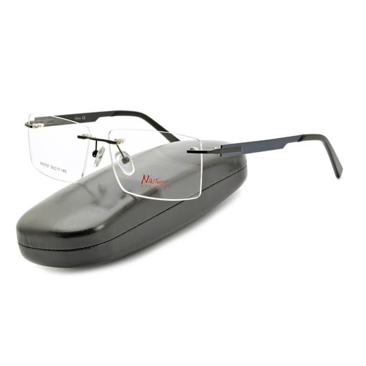 Bezramkowe prostokątne oprawki okularowe Nikitana na teleskopach STNK3C Czarny/Granat ze sklepu Stylion w kategorii Oprawki do okularów damskie - zdjęcie 185964152