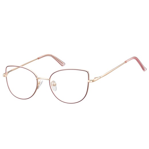 Okulary oprawki korekcyjne kocie oczy zerówki Sunoptic L119E złoto-bordowe ze sklepu Stylion w kategorii Okulary korekcyjne damskie - zdjęcie 185964163
