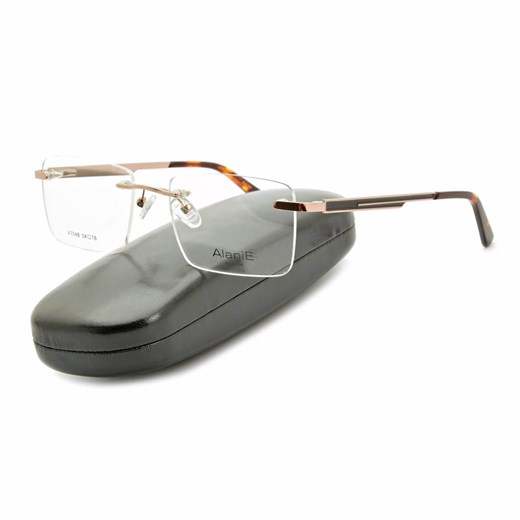 Bezramkowe prostokątne oprawki okularowe ALANIE na teleskopach STAL1A Srebrny/Panterka ze sklepu Stylion w kategorii Oprawki do okularów damskie - zdjęcie 185964170