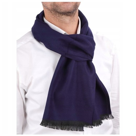 Ciepły Cashmere szalik męski SZA-40 gładki granatowy ze sklepu Stylion w kategorii Szaliki męskie - zdjęcie 185964210