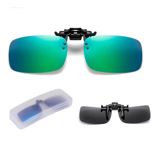 Małe Zielono-Niebieskie nakładki przeciwsłoneczne polaryzacyjne na okulary korekcyjne NA-148 ze sklepu Stylion w kategorii Okulary przeciwsłoneczne męskie - zdjęcie 185964261