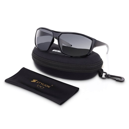Męskie sportowe okulary przeciwsłoneczne czarne z polaryzacją SPD190A ze sklepu Stylion w kategorii Okulary przeciwsłoneczne męskie - zdjęcie 185964404