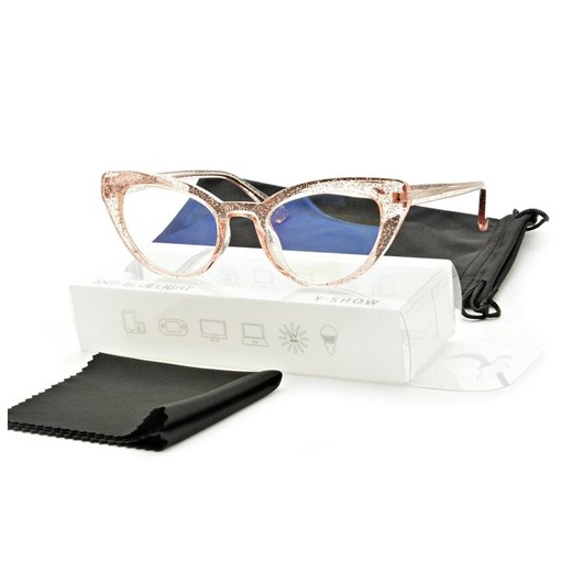 Okulary damskie do komputera kocie z filtrem BLUE Light zerówki 25107D ze sklepu Stylion w kategorii Okulary zerówki damskie - zdjęcie 185964421