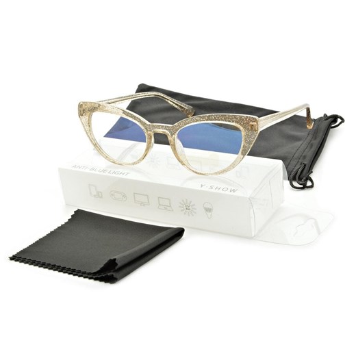 Okulary damskie do komputera kocie z filtrem BLUE Light zerówki 25107C ze sklepu Stylion w kategorii Okulary zerówki damskie - zdjęcie 185964422