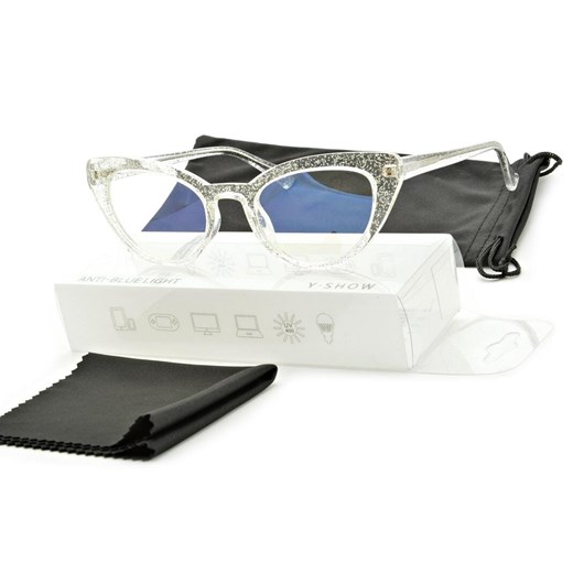 Okulary damskie do komputera kocie z filtrem BLUE Light zerówki 25107B ze sklepu Stylion w kategorii Okulary zerówki damskie - zdjęcie 185964423