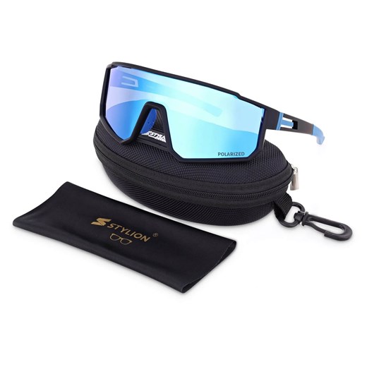 Sportowe okulary przeciwsłoneczne z polaryzacją i filtrem UV400 POL-465 Black/Blue ze sklepu Stylion w kategorii Okulary przeciwsłoneczne damskie - zdjęcie 185964432
