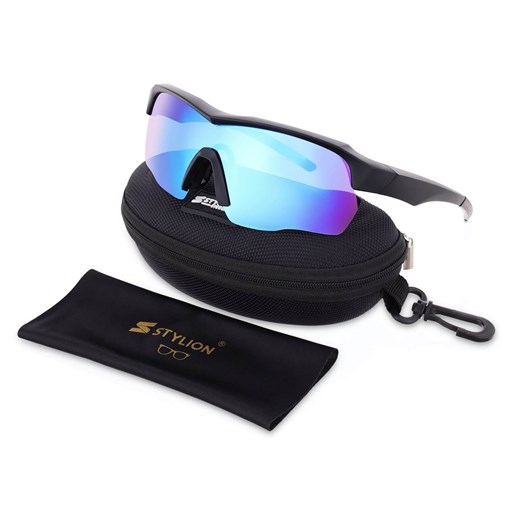 Sportowe okulary przeciwsłoneczne z polaryzacją i filtrem UV400 STZ-DR-26 Black/Blue ze sklepu Stylion w kategorii Okulary przeciwsłoneczne damskie - zdjęcie 185964443