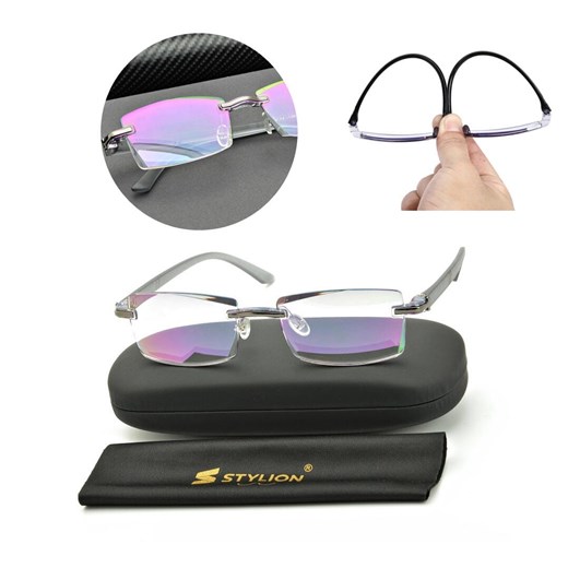 Bezramkowe gotowe okulary Minusy -4.00 przydymione z antyrefleksem ST321 ze sklepu Stylion w kategorii Okulary korekcyjne damskie - zdjęcie 185964472