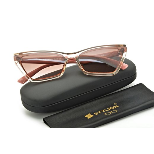 Szerokie pudrowe damskie okulary przeciwsłoneczne Exclusive kocie CO-384A ze sklepu Stylion w kategorii Okulary przeciwsłoneczne damskie - zdjęcie 185964480