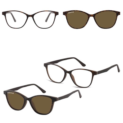 Damskie okulary pod korekcję z polaryzacyjną Nakładką przeciwsłoneczną na magnes CLIP-TRC-189B-2 ze sklepu Stylion w kategorii Okulary korekcyjne damskie - zdjęcie 185964502