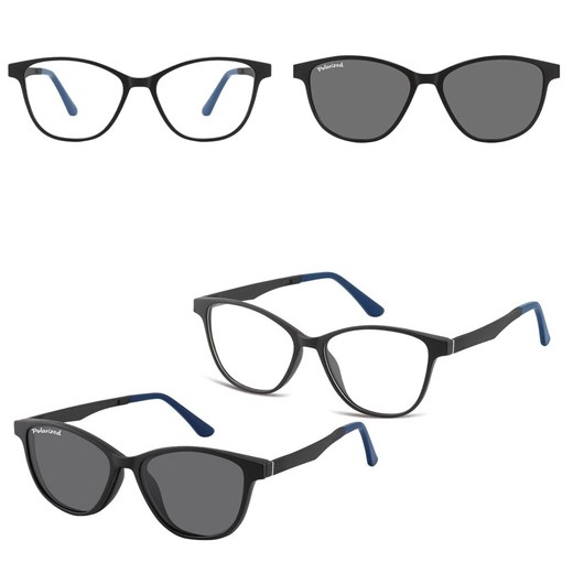 Damskie okulary pod korekcję z polaryzacyjną Nakładką przeciwsłoneczną na magnes CLIP-TRC-189C-1 ze sklepu Stylion w kategorii Okulary korekcyjne damskie - zdjęcie 185964510