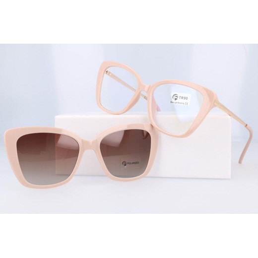 Damskie okulary do komputera z nakładką przeciwsłoneczną Clip-on 25115B ze sklepu Stylion w kategorii Okulary przeciwsłoneczne damskie - zdjęcie 185964534
