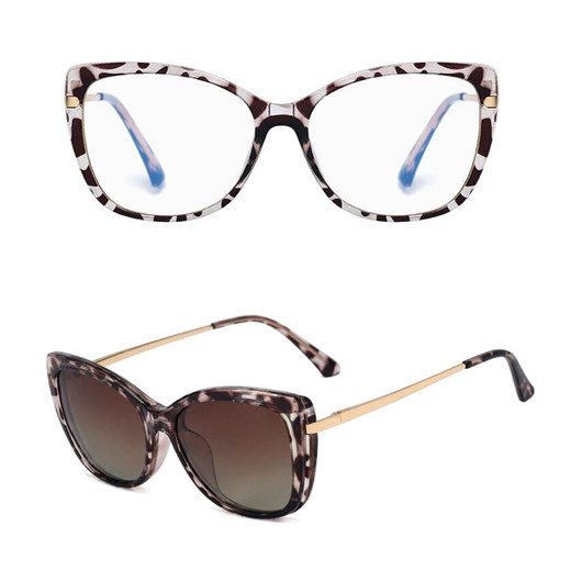 Damskie okulary do komputera z nakładką przeciwsłoneczną Clip-on 25114E ze sklepu Stylion w kategorii Okulary przeciwsłoneczne damskie - zdjęcie 185964540