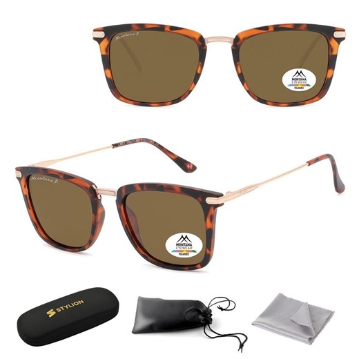 Panterkowe prostokątne okulary przeciwsłoneczne z polaryzacją MP12A ze sklepu Stylion w kategorii Okulary przeciwsłoneczne damskie - zdjęcie 185964554