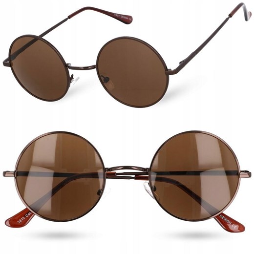 Okulary Lenonki brązowe przeciwsłoneczne hippie retro T3310C ze sklepu Stylion w kategorii Okulary przeciwsłoneczne męskie - zdjęcie 185964571