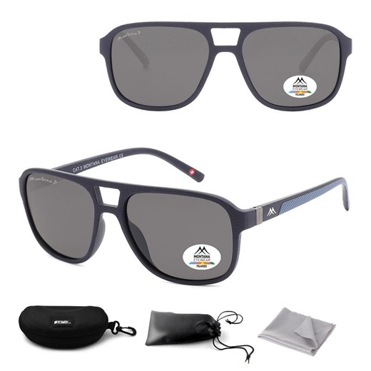 Okulary przeciwsłoneczne z polaryzacją pilotki Montana MP14B granatowe ze sklepu Stylion w kategorii Okulary przeciwsłoneczne damskie - zdjęcie 185964594