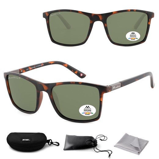 Panterkowe prostokątne okulary przeciwsłoneczne z polaryzacją MP5A ze sklepu Stylion w kategorii Okulary przeciwsłoneczne męskie - zdjęcie 185964604