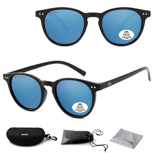 Czarne okulary Lenonki przeciwsłoneczne z polaryzacją okrągłe lustrzane MP75D ze sklepu Stylion w kategorii Okulary przeciwsłoneczne męskie - zdjęcie 185964612