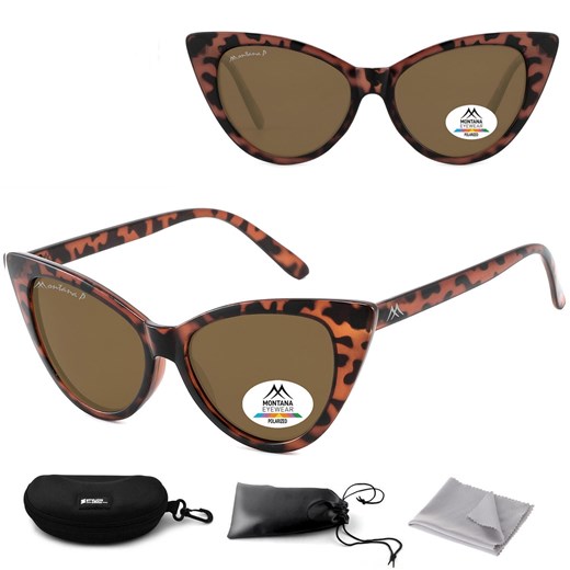 Panterkowe damskie okulary przeciwsłoneczne z polaryzacją Kocie Oczy MP71C ze sklepu Stylion w kategorii Okulary przeciwsłoneczne damskie - zdjęcie 185964620