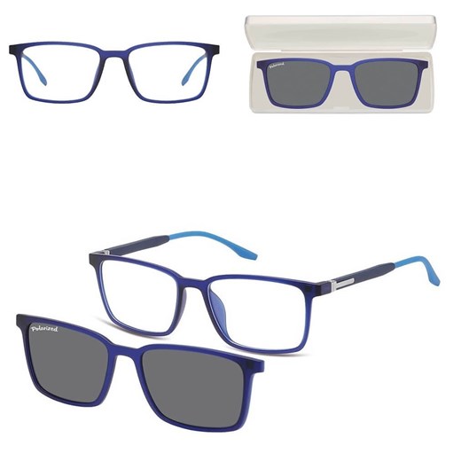 Prostokątne okulary pod korekcję z polaryzacyjną Nakładką przeciwsłoneczną na magnes CLIP-TRC-185B-1 - id: 556 - marki Sunoptic - 185964622 Prostokątne okulary pod korekcję z polaryzacyjną Nakładką przeciwsłoneczną na magnes CLIP-TRC-185B-1 ze sklepu Stylion w kategorii Zegarki - zdjęcie 185964622