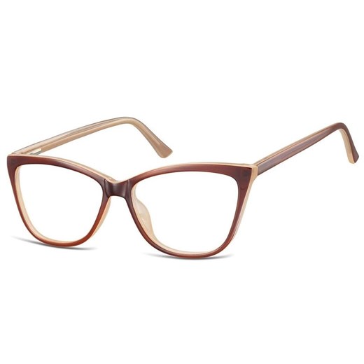 Okulary oprawki optyczne zerówki korekcyjne kocie oczy Sunoptic CP115C brązowo-beżowe ze sklepu Stylion w kategorii Oprawki do okularów damskie - zdjęcie 185964674