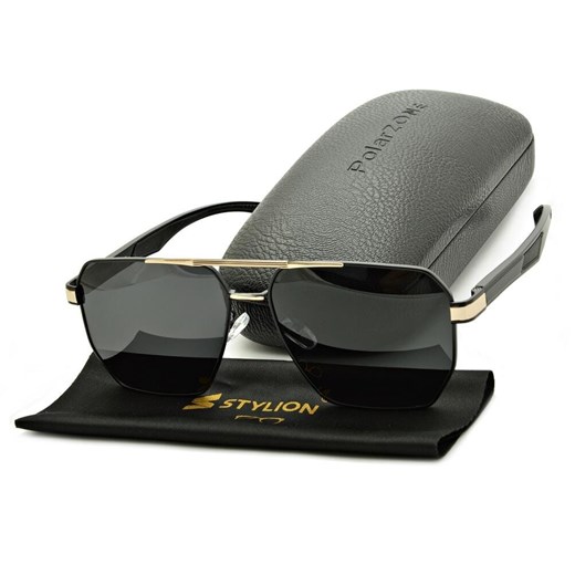 Duże Męskie okulary przeciwsłoneczne pilotki z polaryzacją i filtrem UV400 POL-120 PolarZone ze sklepu Stylion w kategorii Okulary przeciwsłoneczne męskie - zdjęcie 185964754