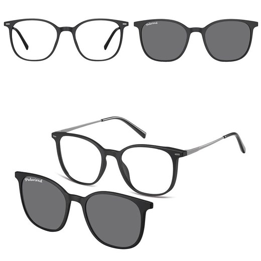 Owalne okulary pod korekcję z polaryzacyjną nakładką przeciwsłoneczną CLIP-TRC-194-1 ze sklepu Stylion w kategorii Okulary korekcyjne damskie - zdjęcie 185964783