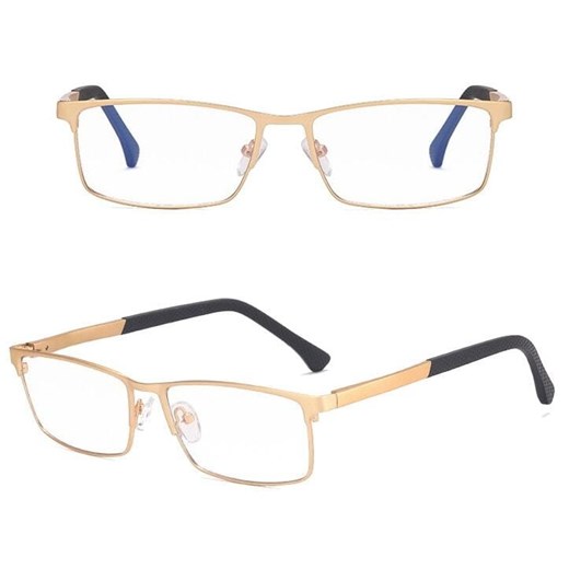 Męskie aluminiowe okulary zerówki do komputera BLUE LIGHT złote 25125B ze sklepu Stylion w kategorii Okulary zerówki męskie - zdjęcie 185964793