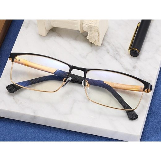 Męskie aluminiowe okulary zerówki do komputera BLUE LIGHT black-gold 25125C ze sklepu Stylion w kategorii Okulary zerówki męskie - zdjęcie 185964794