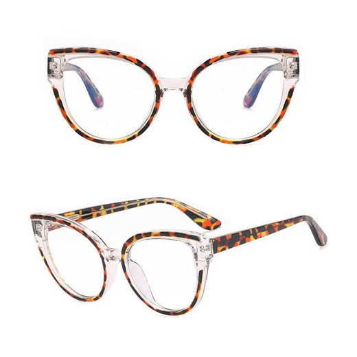 Damskie kocie okulary zerówki do komputera BLUE LIGHT na teleskopach 25128G Panterka/Transparentny ze sklepu Stylion w kategorii Okulary zerówki damskie - zdjęcie 185964851