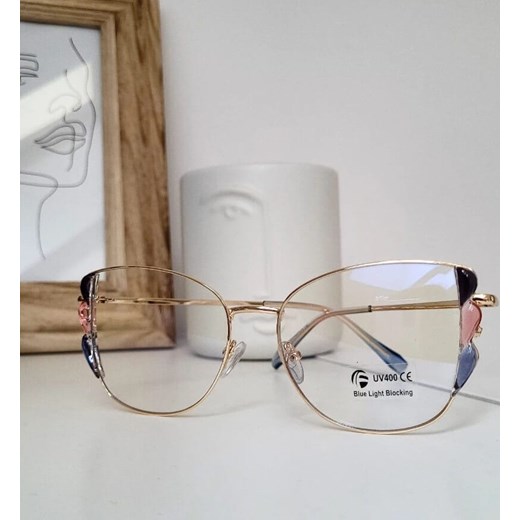 Damskie kocie okulary zerówki do komputera BLUE LIGHT z flexami 25129A ze sklepu Stylion w kategorii Okulary zerówki damskie - zdjęcie 185964861