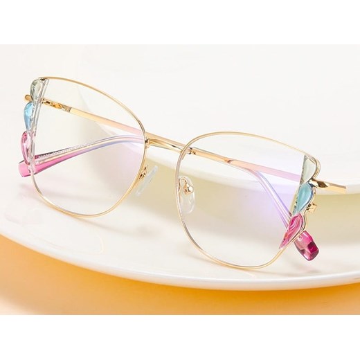 Damskie kocie okulary zerówki do komputera BLUE LIGHT z flexami 25129B ze sklepu Stylion w kategorii Okulary zerówki damskie - zdjęcie 185964862