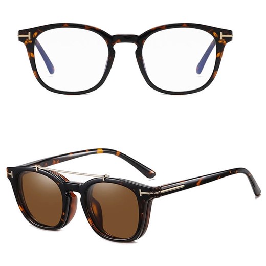 2w1 Okulary do komputera z nakładką przeciwsłoneczną na magnes Clip-On 25135A ze sklepu Stylion w kategorii Okulary przeciwsłoneczne damskie - zdjęcie 185965080