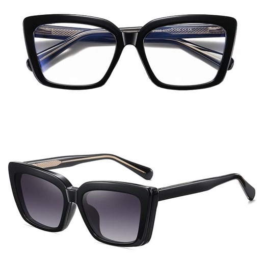 2w1 Okulary damskie do komputera z nakładką przeciwsłoneczną na magnes Clip-On 25134 ze sklepu Stylion w kategorii Okulary zerówki damskie - zdjęcie 185965081
