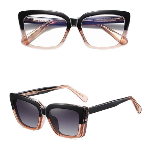 2w1 Okulary damskie do komputera z nakładką przeciwsłoneczną na magnes Clip-On 25134C ze sklepu Stylion w kategorii Okulary przeciwsłoneczne damskie - zdjęcie 185965092