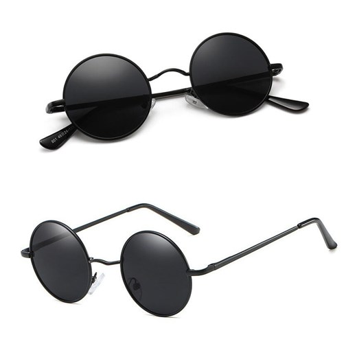 Czarne okulary Lenonki przeciwsłoneczne okrągłe T3310G ze sklepu Stylion w kategorii Okulary przeciwsłoneczne męskie - zdjęcie 185965152