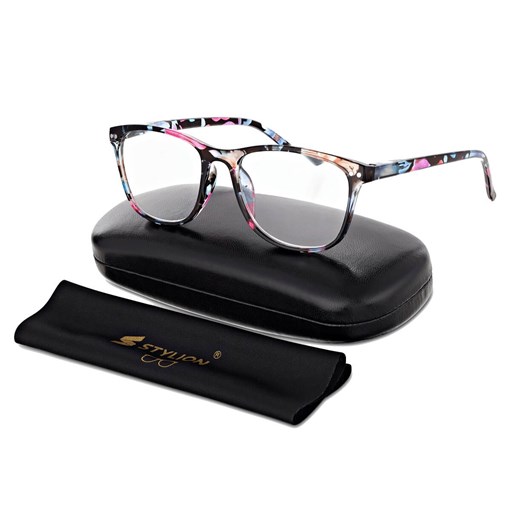 Plusy +2.00 damskie okulary do czytania korekcyjne w kwiatki z flexami ST312A ze sklepu Stylion w kategorii Okulary korekcyjne damskie - zdjęcie 185965201