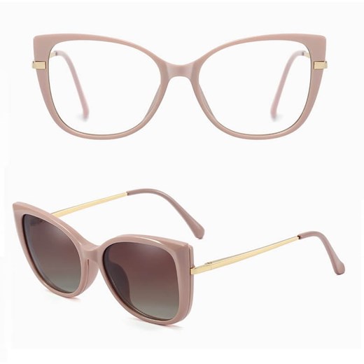 2w1 Okulary damskie do komputera z nakładką przeciwsłoneczną na magnes Clip-On 25138B różowe ze sklepu Stylion w kategorii Okulary przeciwsłoneczne damskie - zdjęcie 185965202