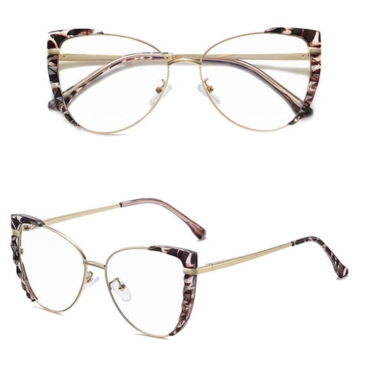 Damskie kocie okulary zerówki do komputera BLUE LIGHT z flexami 25136A panterka/złoty ze sklepu Stylion w kategorii Okulary zerówki damskie - zdjęcie 185965232