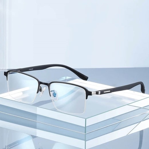 Ultralekkie tytanowe okulary zerówki z filtrem Blue Light do komputera Czarne TN825 ze sklepu Stylion w kategorii Okulary zerówki damskie - zdjęcie 185965243
