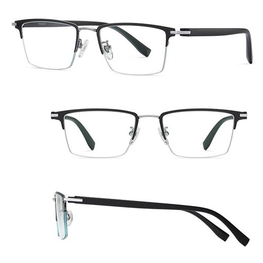 Ultralekkie tytanowe okulary zerówki z filtrem Blue Light do komputera Czarny/Srebrny TN826B ze sklepu Stylion w kategorii Okulary zerówki damskie - zdjęcie 185965250