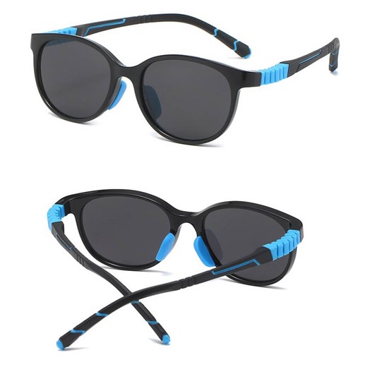 Elastyczne dziecięce okulary przeciwsłoneczne owalne SKD-84 czarno-niebieskie - id: 8512 - marki Stylion - 185965274 Elastyczne dziecięce okulary przeciwsłoneczne owalne SKD-84 czarno-niebieskie ze sklepu Stylion w kategorii Okulary przeciwsłoneczne dziecięce - zdjęcie 185965274